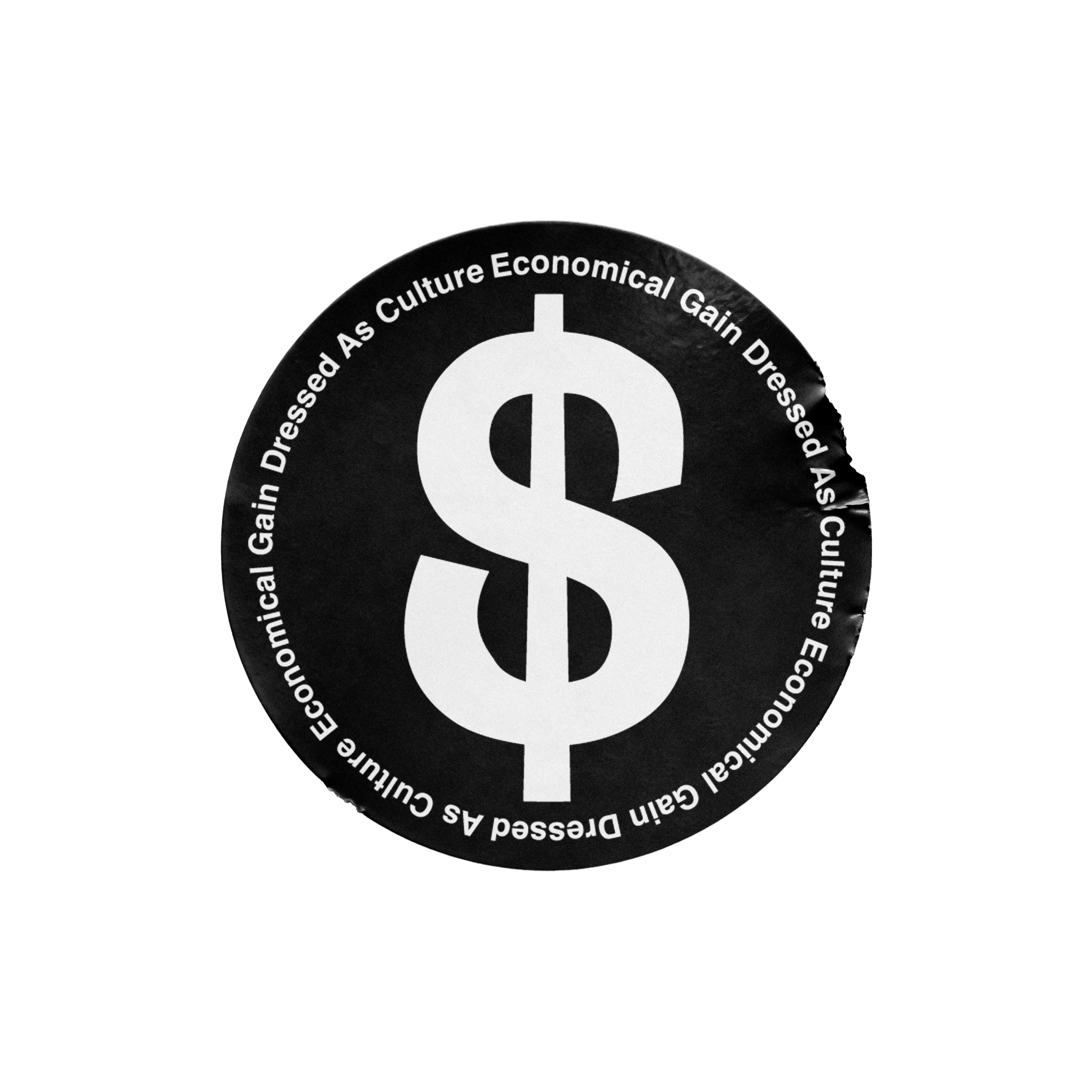 ¥AFF$ sticker, white on black